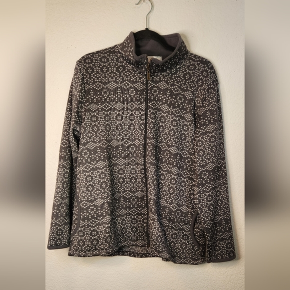 Stan Herman Zip-Up Gray Cardigan, Size L‎
